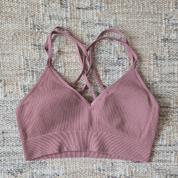 Aerie Ribbed Dusty Pink Bralette - Picture 1 of 4